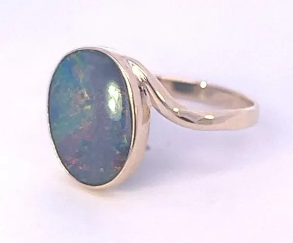 Stunning Handmade 9ct Yellow Gold Opal Doublet Ring