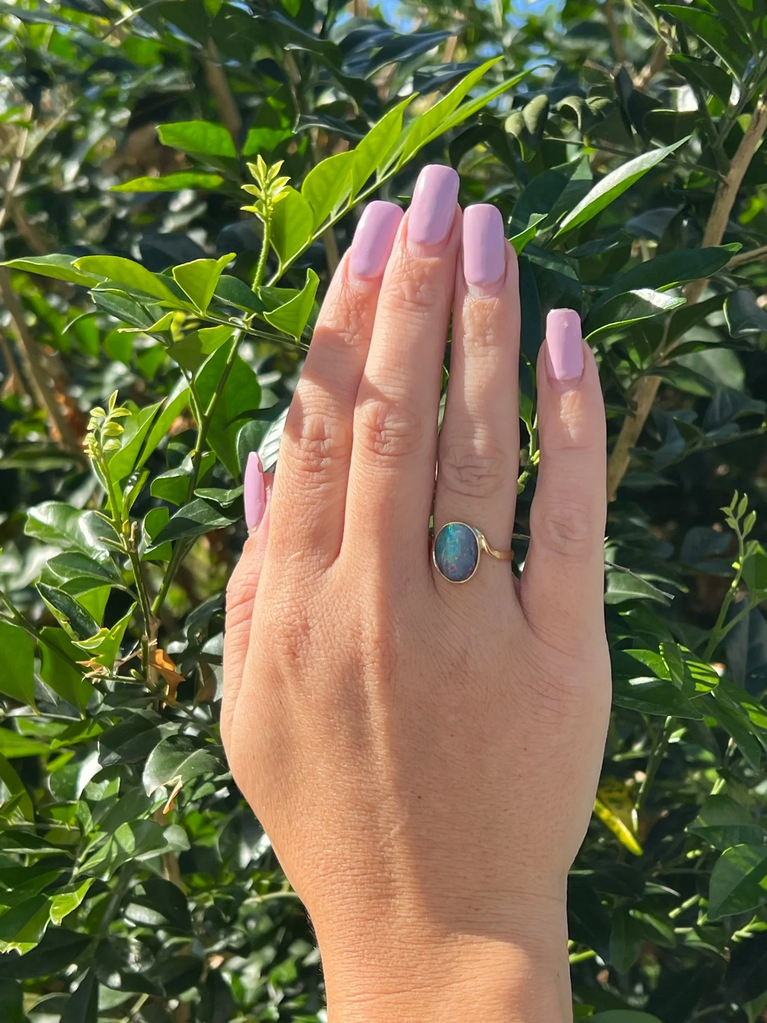 Stunning Handmade 9ct Yellow Gold Opal Doublet Ring
