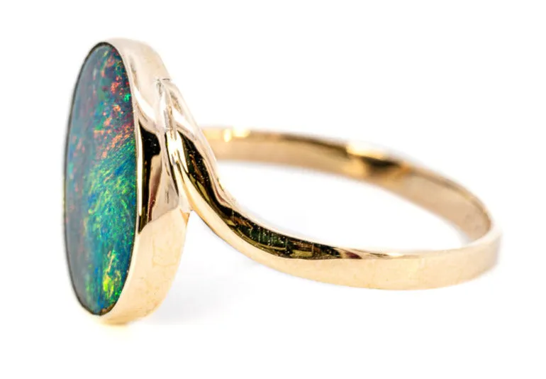 Stunning Handmade 9ct Yellow Gold Opal Doublet Ring