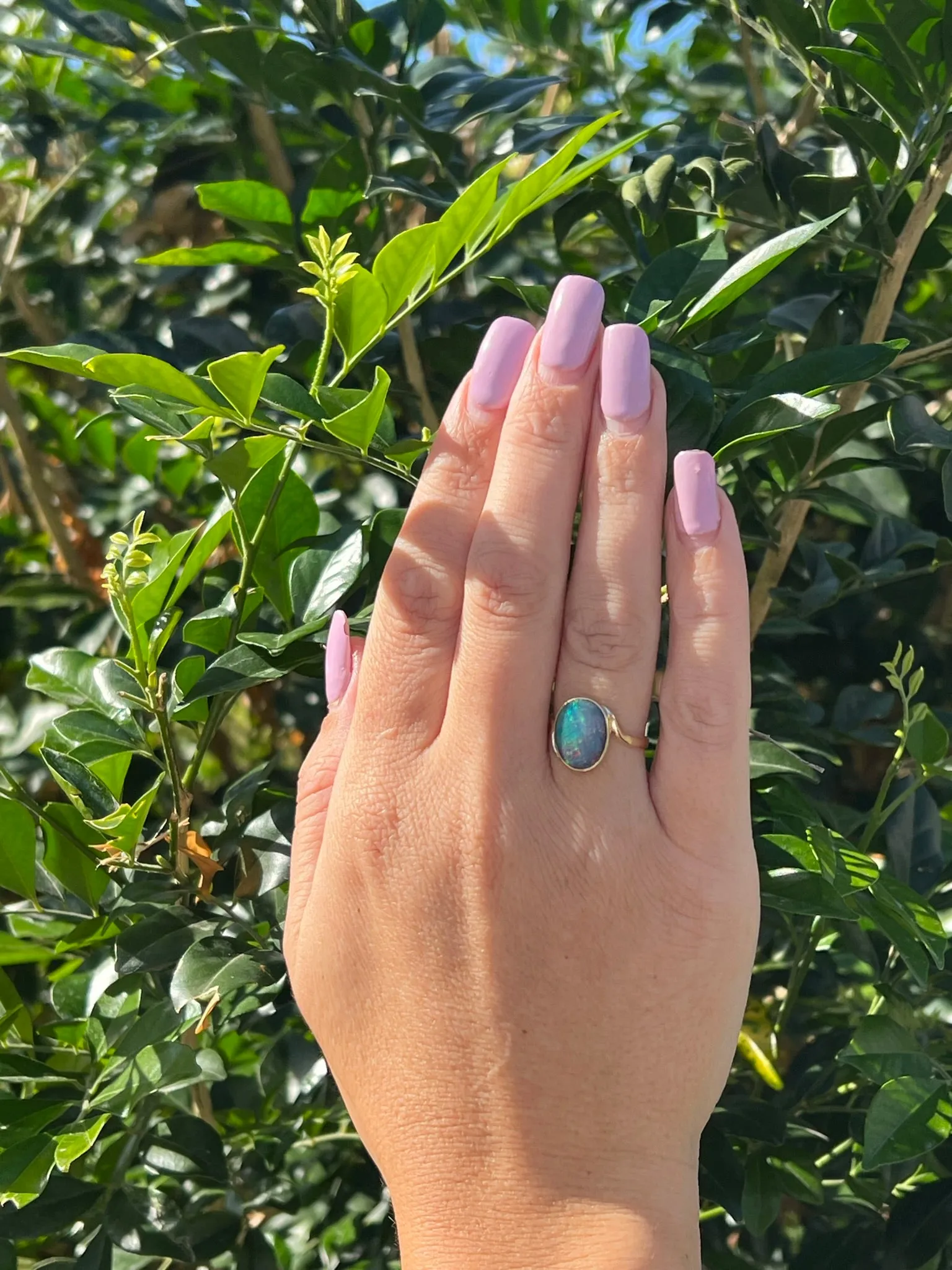 Stunning Handmade 9ct Yellow Gold Opal Doublet Ring