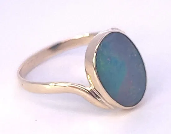 Stunning Handmade 9ct Yellow Gold Opal Doublet Ring