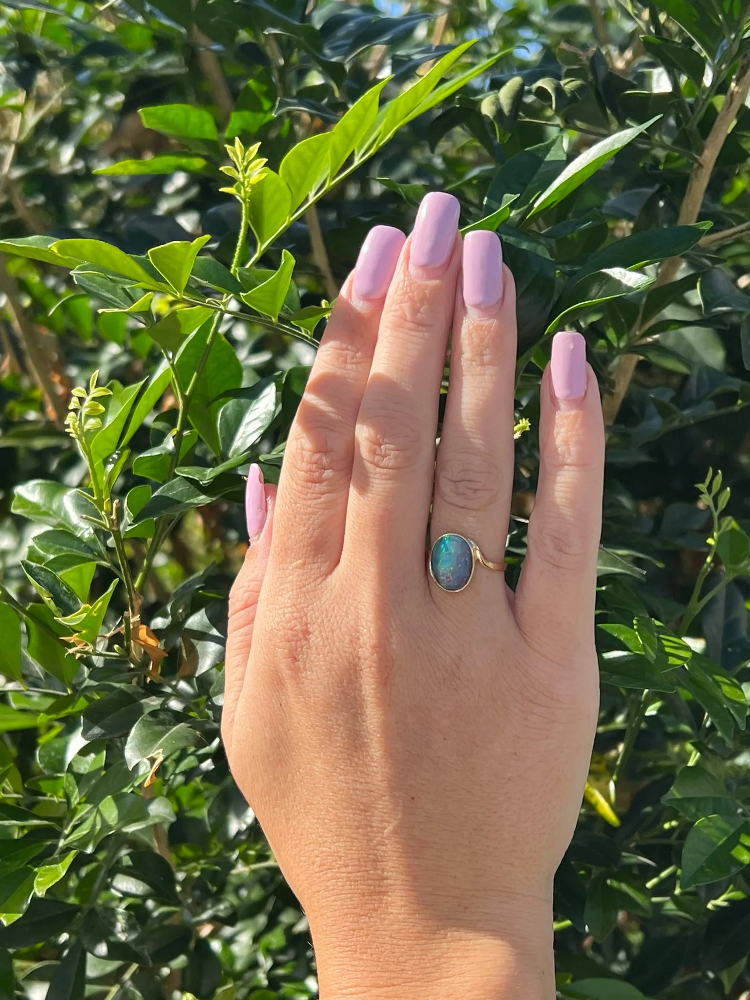 Stunning Handmade 9ct Yellow Gold Opal Doublet Ring