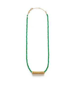Tan Line Necklace in Jade Green