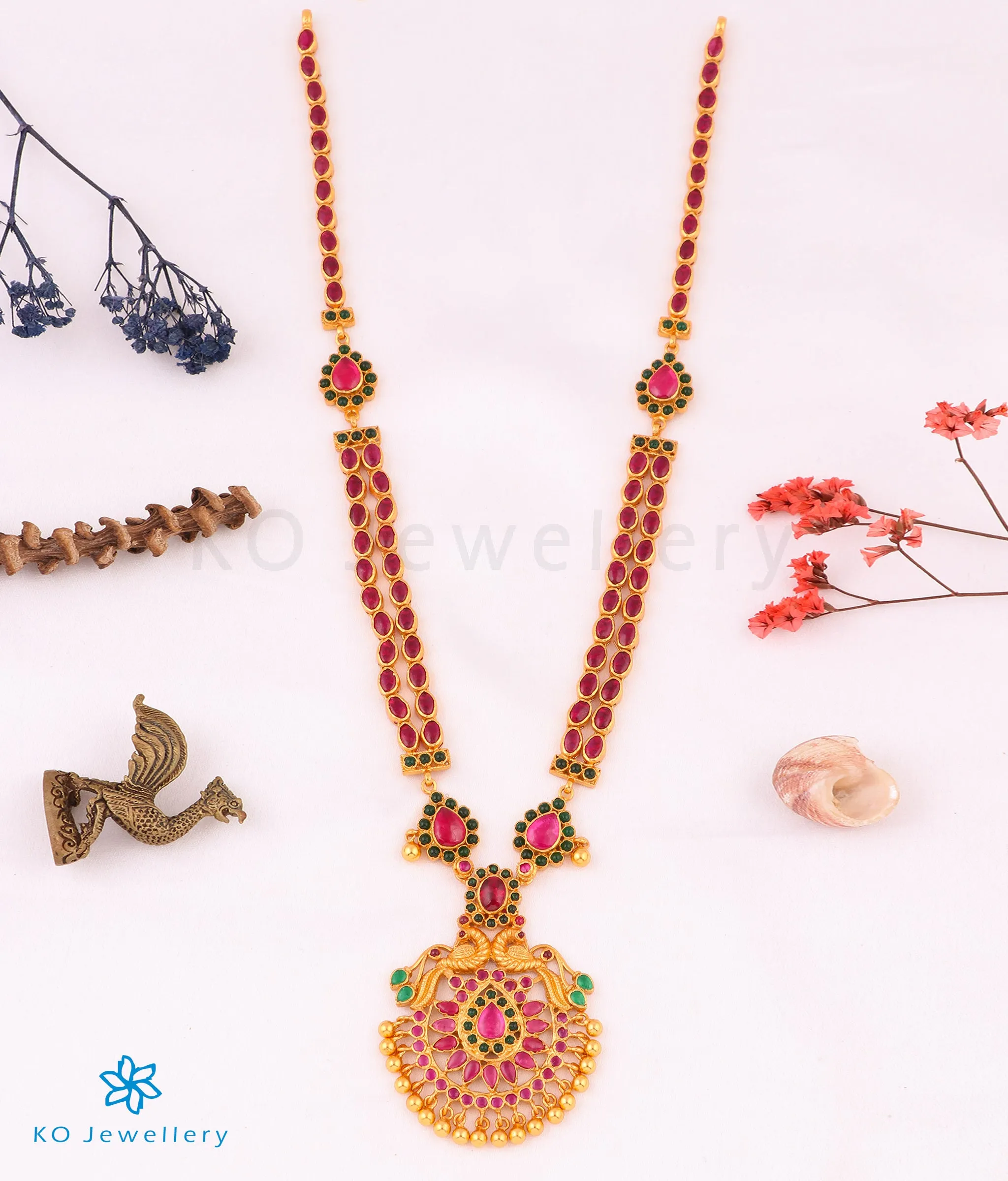 The Kumaravahin Silver Peacock Necklace