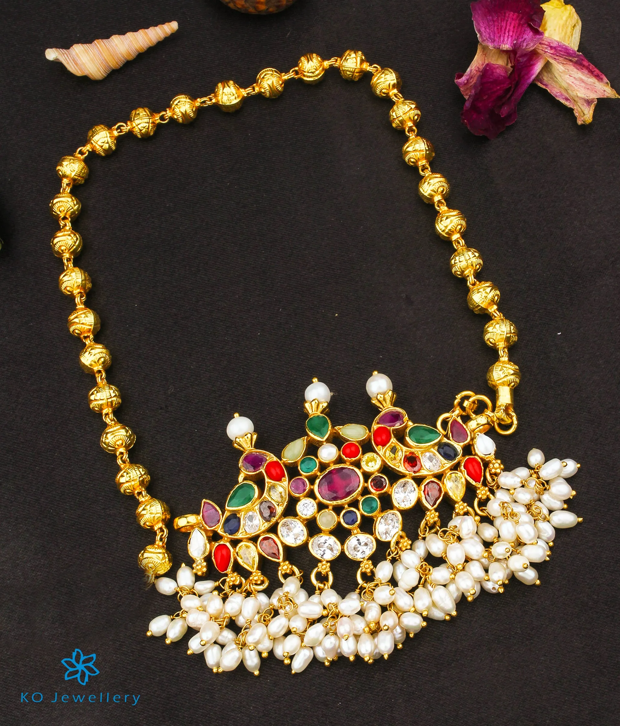 The Tanishka Silver Navratna Choker Necklace/Vanki