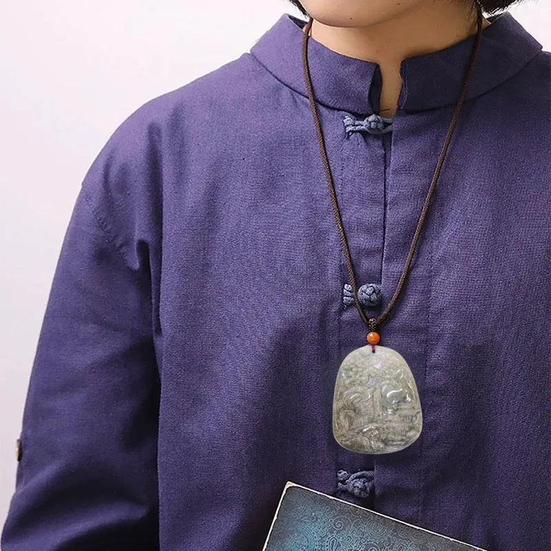 THE VAULT | Genuine Natural Jadeite Landscape Pendant Necklace
