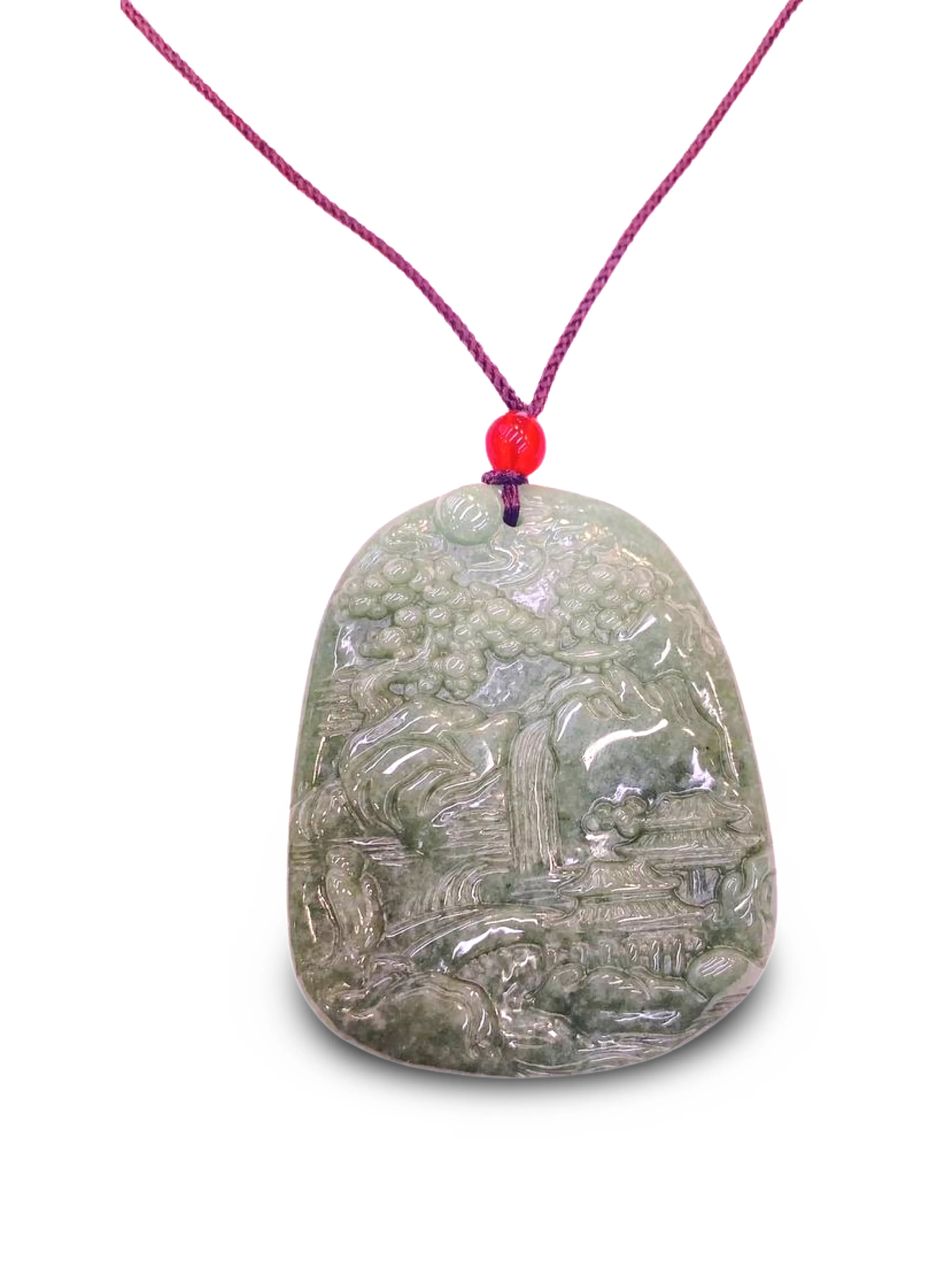 THE VAULT | Genuine Natural Jadeite Landscape Pendant Necklace