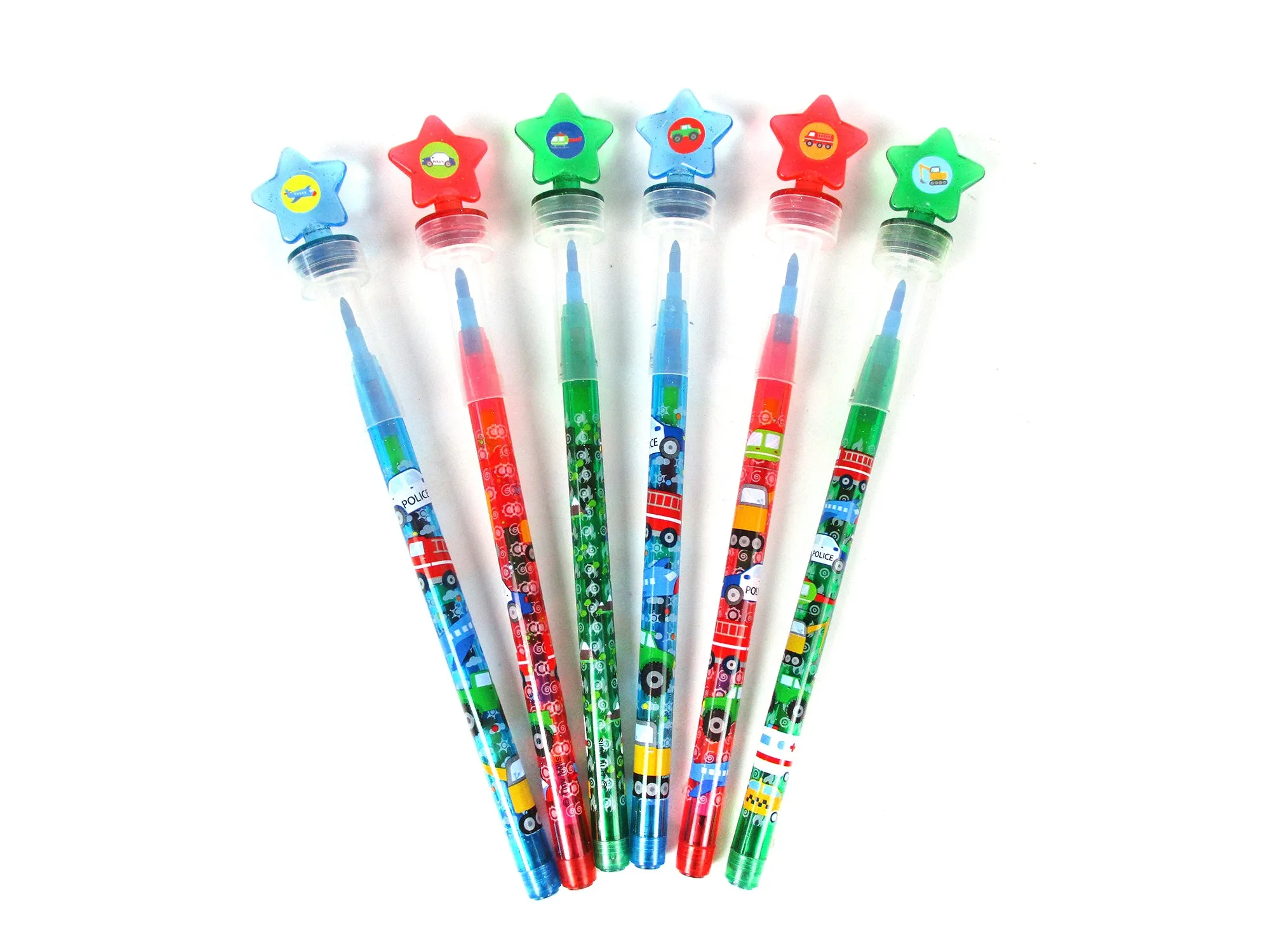 Vehicle Stackable Crayon with Stamper Topper