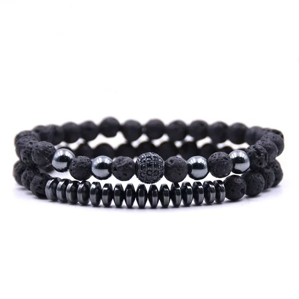 Wholesale black natural stone inlaid zircon bracelet JDC-BT-JH013