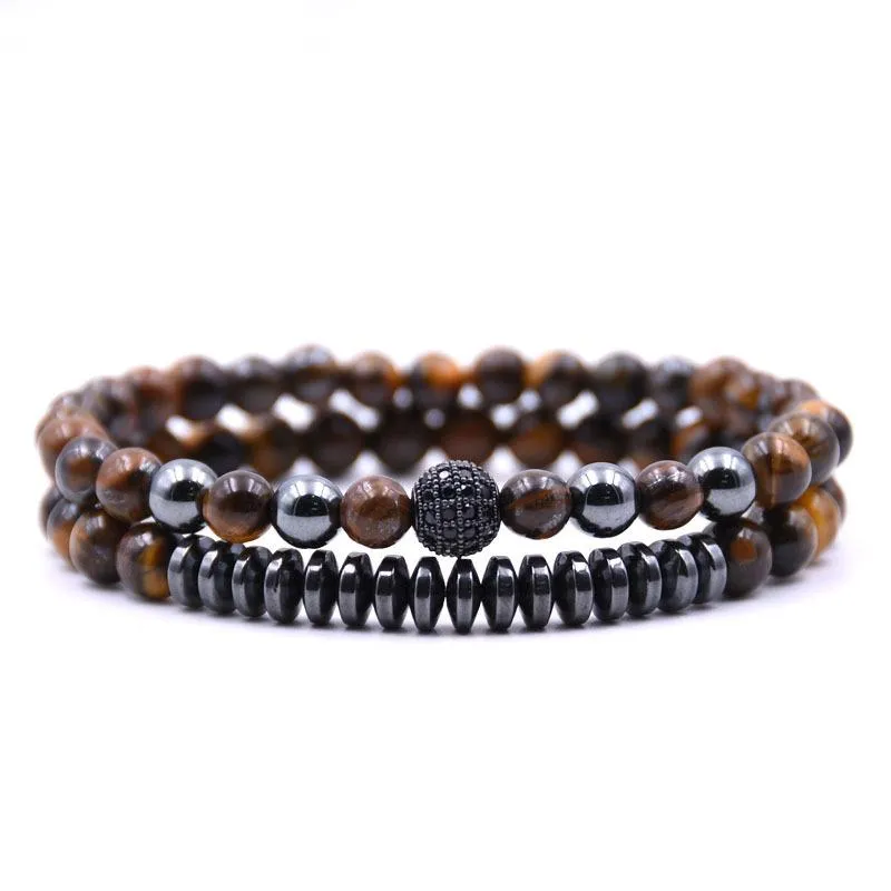Wholesale black natural stone inlaid zircon bracelet JDC-BT-JH013