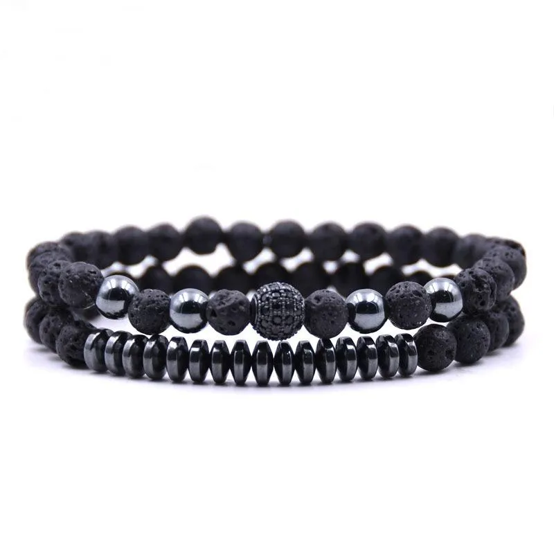 Wholesale black natural stone inlaid zircon bracelet JDC-BT-JH013