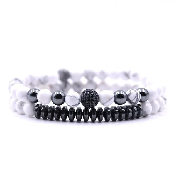 Wholesale black natural stone inlaid zircon bracelet JDC-BT-JH013